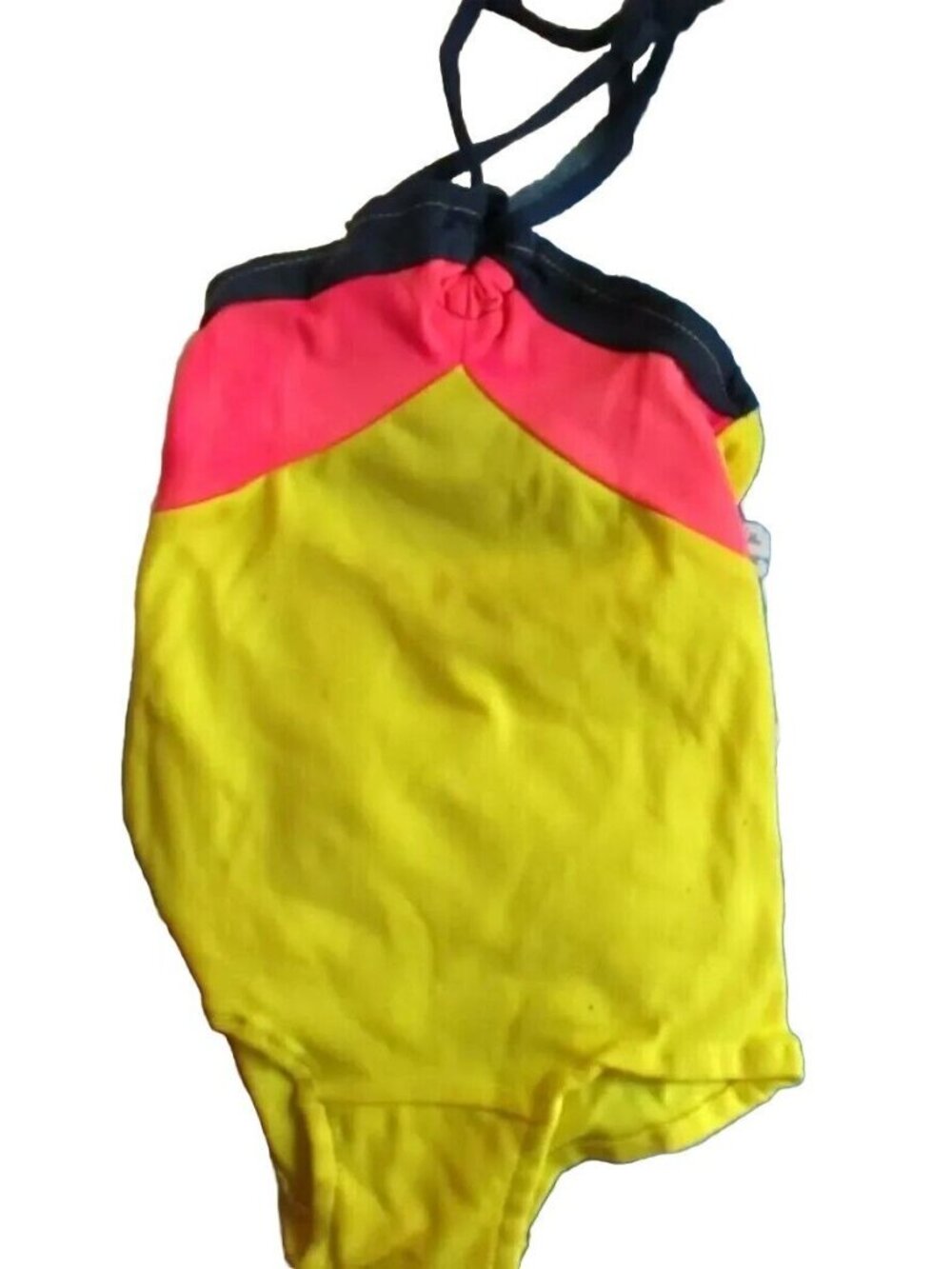 GIRLS 3x Swimsuit  Vintage 1980's NYLON STRETCH COLORBLOCK 1 Piece swim suit